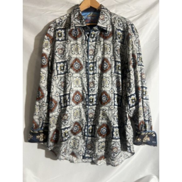 Robert Graham Shirt Men's 2XL Silk Road Psychedelic Geometric Paisley M21 - Picture 1 of 7